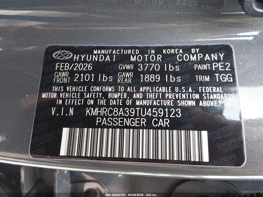2026 Hyundai Venue VIN KMHRC8A39TU459123 IAAI salvage auction — LEFT SIDE, Salvage Title, sold $5,400 on 2026-07-17 (photo 9)