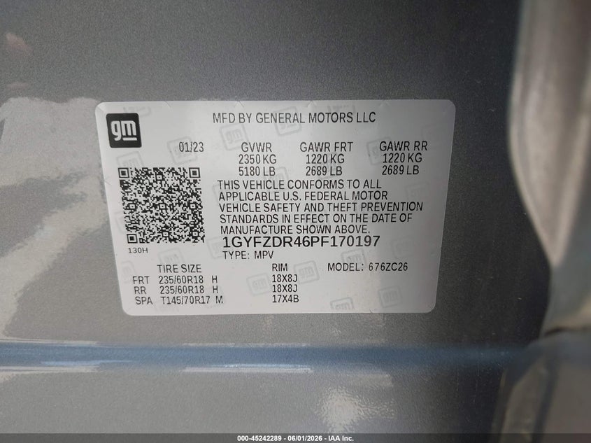 2023 Cadillac Xt4 VIN 1GYFZDR46PF170197 IAAI salvage auction — FRONT END, Salvage Title, sold $7,200 on 2026-08-26 (photo 9)