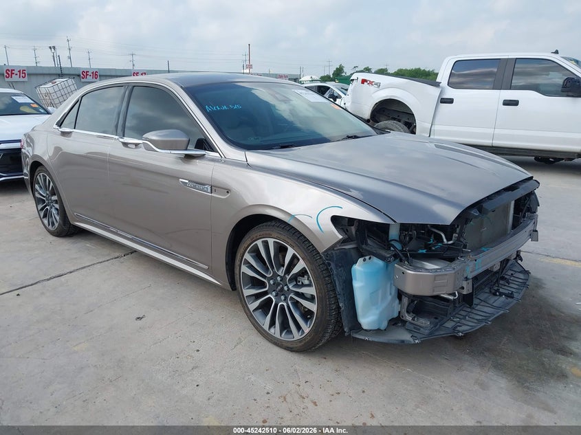 2018 Lincoln Continental VIN 1LN6L9SK0J5606354 IAAI salvage auction — FRONT END, Original (Texas), sold $6,600 on 2026-07-20 (photo 1)