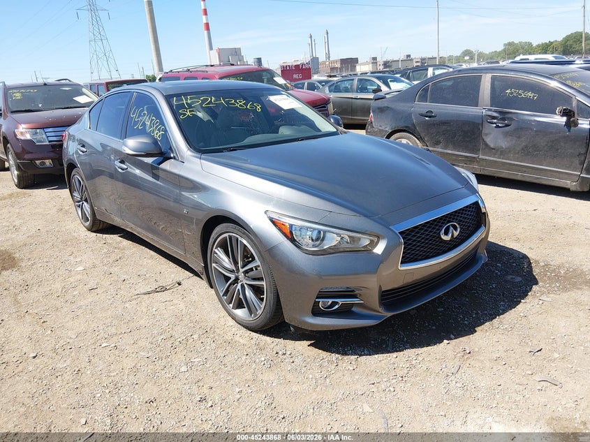 2015 Infiniti Q50 VIN JN1BV7AR0FM391896 IAAI salvage auction — FRONT END, Clear (Indiana), sold $2,950 on 2026-07-18 (photo 1)