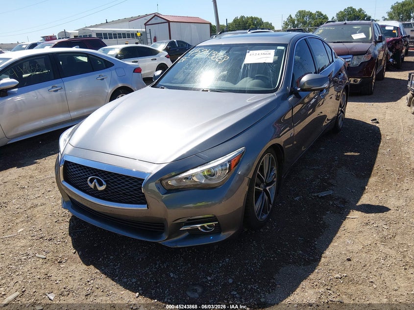 2015 Infiniti Q50 VIN JN1BV7AR0FM391896 IAAI salvage auction — FRONT END, Clear (Indiana), sold $2,950 on 2026-07-18 (photo 2)