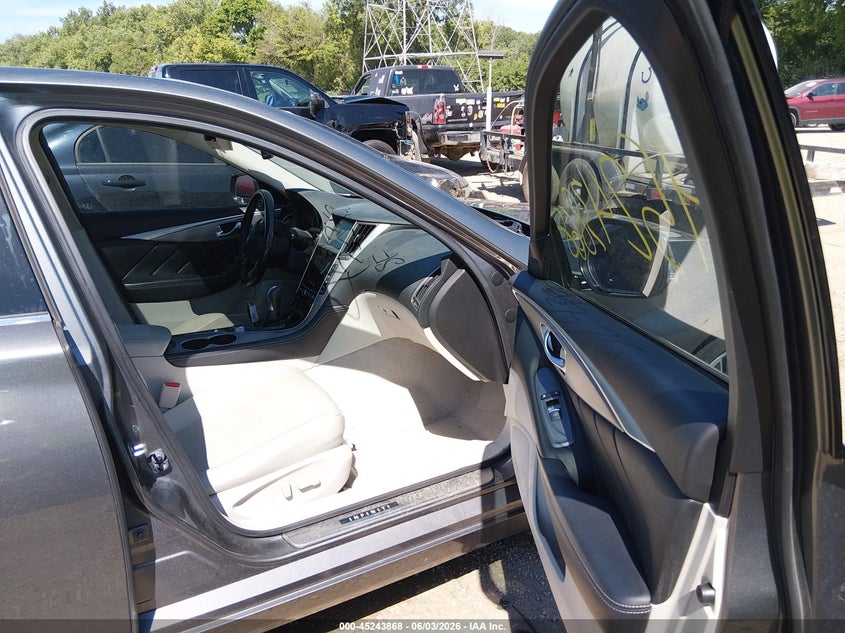2015 Infiniti Q50 VIN JN1BV7AR0FM391896 IAAI salvage auction — FRONT END, Clear (Indiana), sold $2,950 on 2026-07-18 (photo 5)
