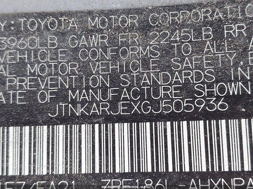 2016 Scion Im VIN JTNKARJEXGJ505936 IAAI salvage auction — NORMAL WEAR, Clear (Virginia), sold $875 on 2026-07-13 (photo 9)