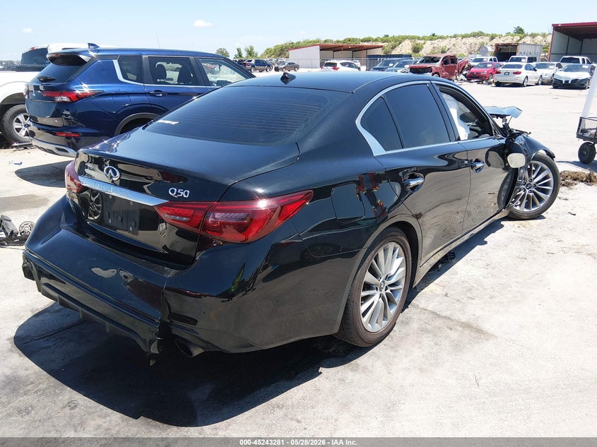 2018 Infiniti Q50 VIN JN1EV7AP4JM353334 IAAI salvage auction — FRONT END, Salvage Title, sold $25 on 2026-07-16 (photo 4)