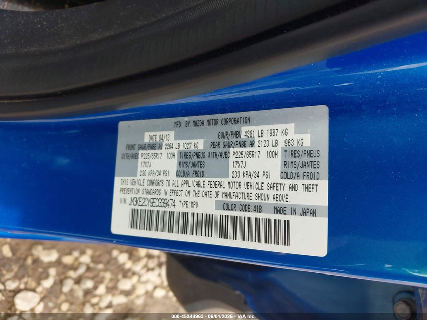 2014 Mazda Cx-5 VIN JM3KE2CY9E0339474 IAAI salvage auction — FRONT END, Salvage (Illinois), sold $875 on 2026-07-22 (photo 9)