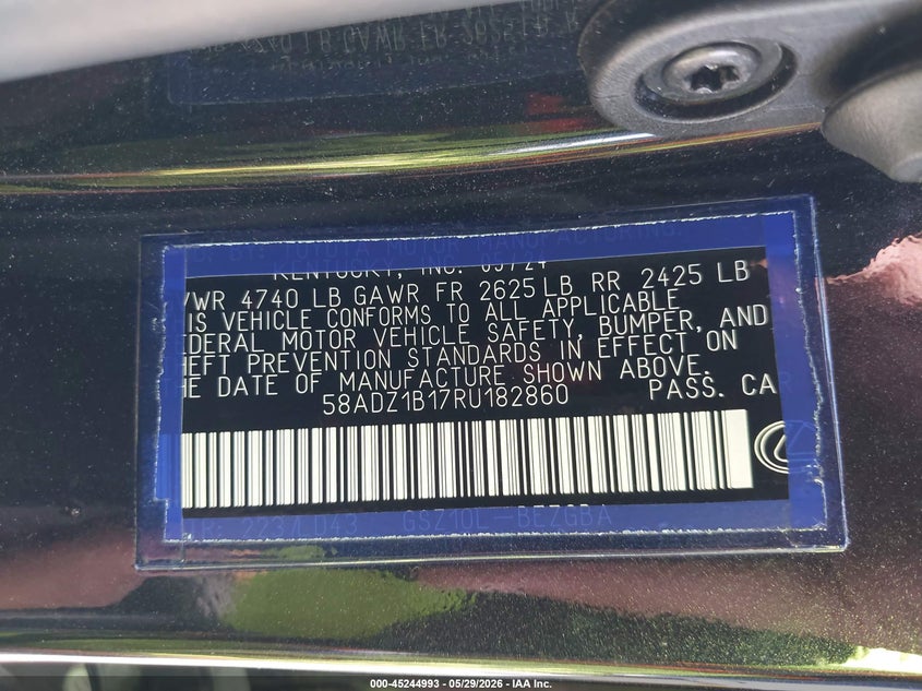 2024 Lexus ES VIN 58ADZ1B17RU182860 IAAI salvage auction — RIGHT SIDE, Original (Texas), sold $12,600 on 2026-07-29 (photo 9)