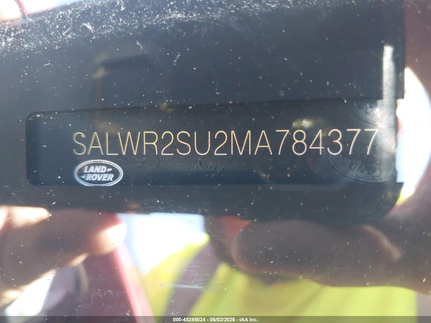 2021 Land rover Range rover sport VIN SALWR2SU2MA784377 IAAI salvage auction — REAR END, Salvage Title, sold $19,975 on 2026-07-08 (photo 9)