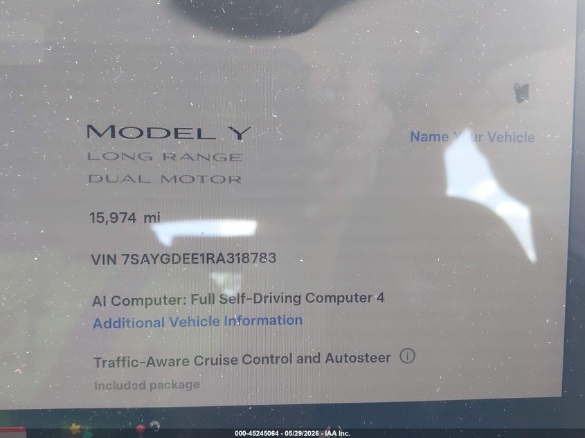 2024 Tesla Model y VIN 7SAYGDEE1RA318783 IAAI salvage auction — FRONT END, Salvage Title, sold $8,000 on 2026-07-09 (photo 7)