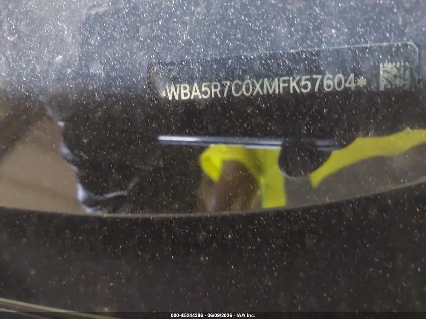 2021 BMW 3er VIN WBA5R7C0XMFK57604 IAAI salvage auction — FRONT END, Mv-907A (New York), sold $8,150 on 2026-08-19 (photo 9)