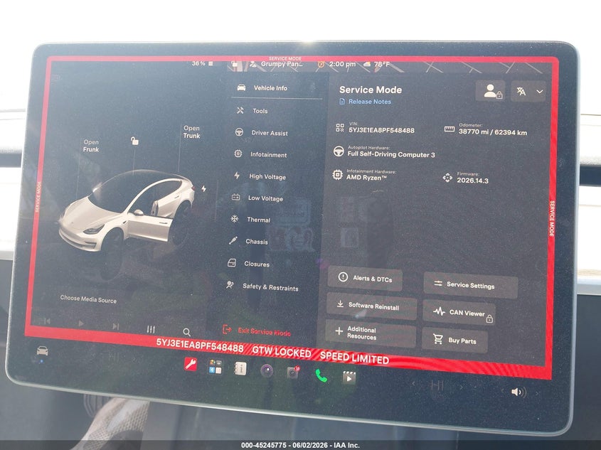 2023 Tesla Model 3 VIN 5YJ3E1EA8PF548488 IAAI salvage auction — RIGHT SIDE, Salvage Title, sold $7,200 on 2026-07-23 (photo 7)