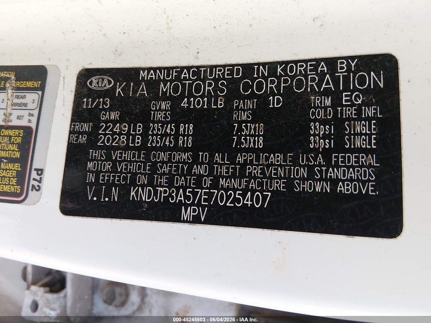2014 Kia Soul VIN KNDJP3A57E7025407 IAAI salvage auction — FRONT END, Salvage Title, sold $375 on 2026-07-15 (photo 9)