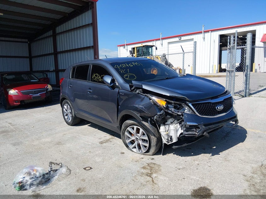 2016 Kia Sportage VIN KNDPBCACXG7865742 IAAI salvage auction — FRONT END, Salvage Title, sold $1,100 on 2026-07-16 (photo 1)