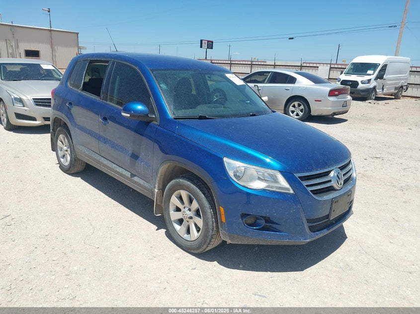 2010 Volkswagen Tiguan VIN WVGCV7AX0AW003767 IAAI salvage auction — HAIL, Original (Texas), sold $1,250 on 2026-07-09 (photo 1)