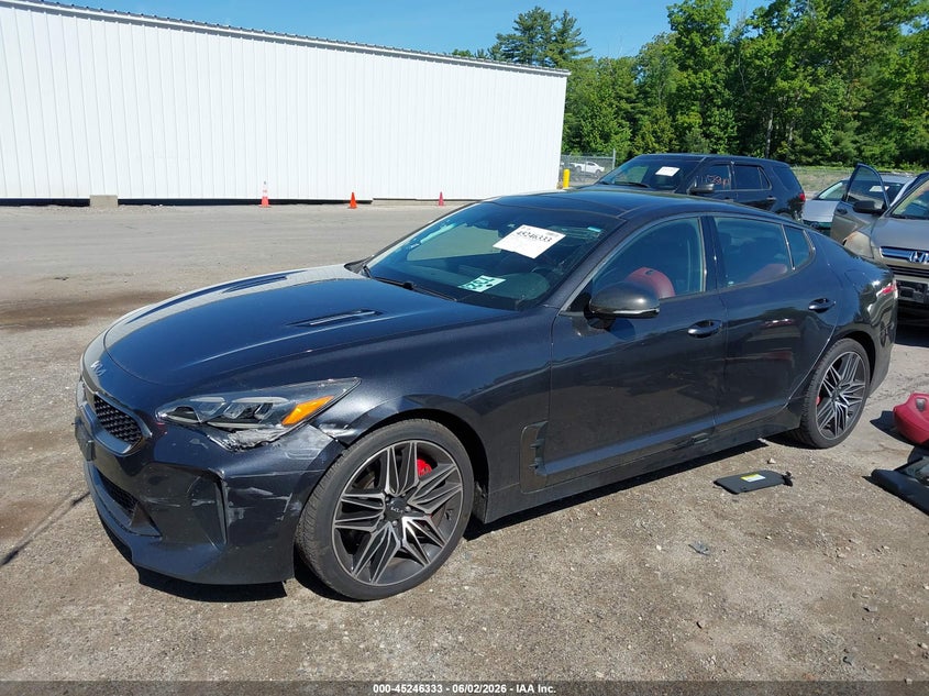 2022 Kia Stinger VIN KNAE45LC8N6108381 IAAI salvage auction — FRONT END, Salvage Title, sold $25 on 2026-07-15 (photo 2)