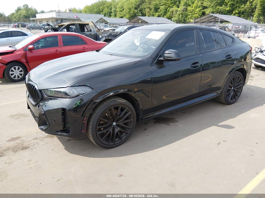 2024 BMW X6 VIN 5UX33EX05R9U78624 IAAI salvage auction — FRONT END, Salvage Title, sold $34,250 on 2026-07-31 (photo 2)