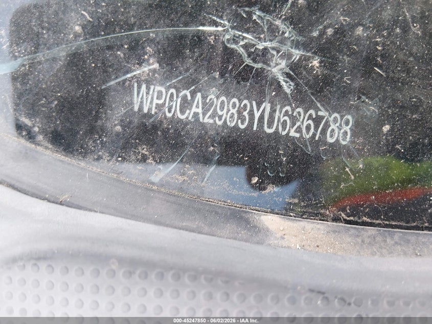 2000 Porsche Boxster VIN WP0CA2983YU626788 IAAI salvage auction — NORMAL WEAR, Original (Texas), sold $25 on 2026-07-29 (photo 9)