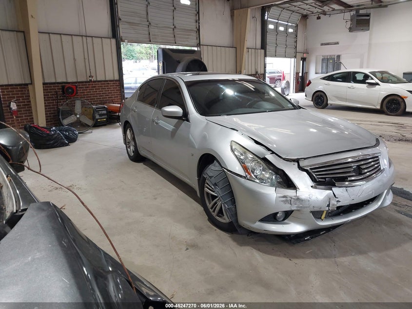 2015 Infiniti Q40 VIN JN1CV6AP2FM502722 IAAI salvage auction — FRONT END, Salvage Title, sold $775 on 2026-07-30 (photo 1)