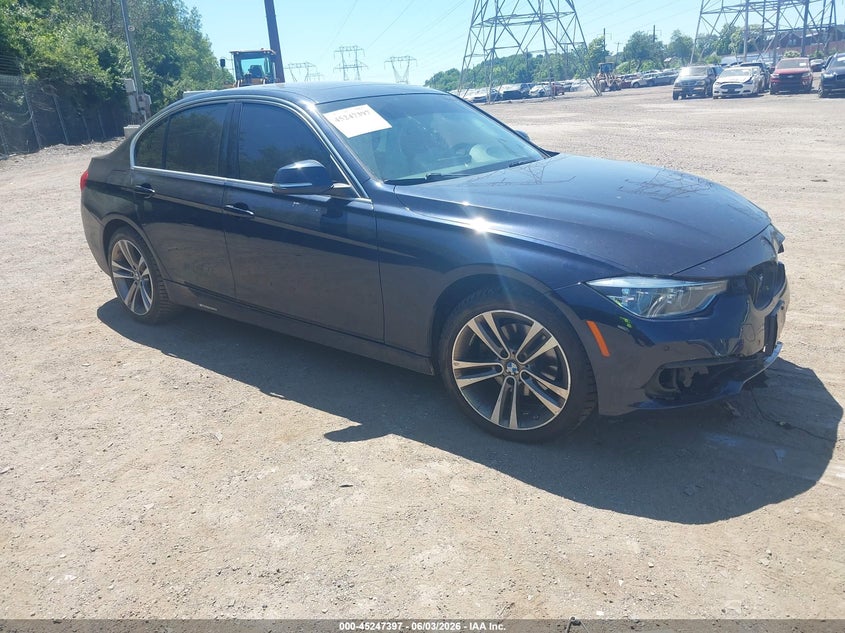 2017 BMW 3er VIN WBA8D9C38HA011946 IAAI salvage auction — LEFT FRONT, Salvage Title, sold $1,575 on 2026-07-17 (photo 1)