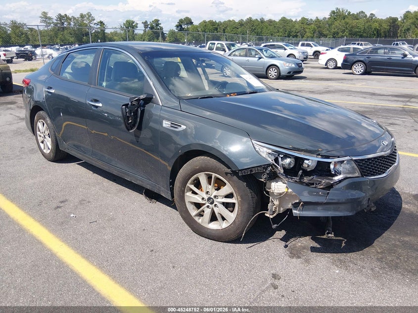 2016 Kia Optima VIN KNAGT4L37G5083908 IAAI salvage auction — LEFT SIDE, Salvage Title, sold $825 on 2026-07-15 (photo 1)
