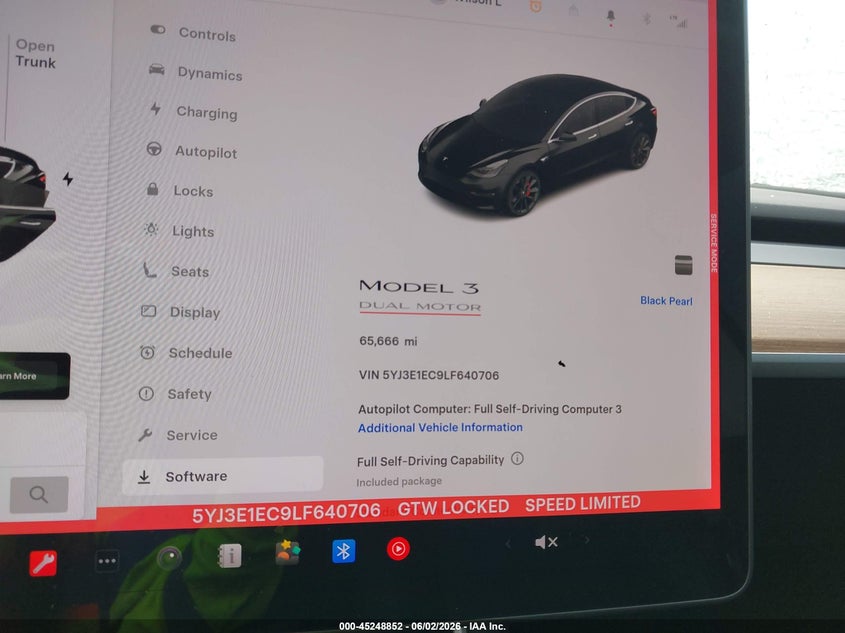 2020 Tesla Model 3 VIN 5YJ3E1EC9LF640706 IAAI salvage auction — RIGHT FRONT, Salvage Title, sold $7,750 on 2026-07-09 (photo 7)