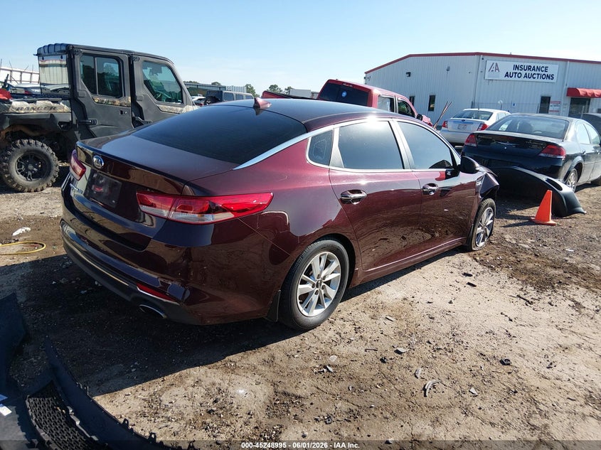 2018 Kia Optima VIN 5XXGT4L36JG229527 IAAI salvage auction — FRONT END, Salvage Title, sold $1,600 on 2026-07-09 (photo 4)