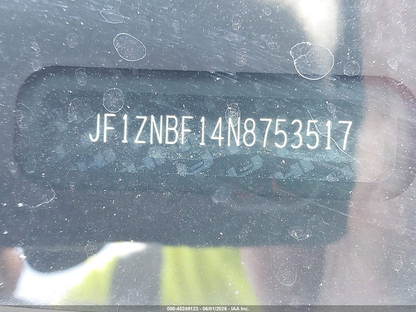 2022 Toyota VIN JF1ZNBF14N8753517 IAAI salvage auction — FRONT END, Salvage Title, sold $4,550 on 2026-07-09 (photo 9)
