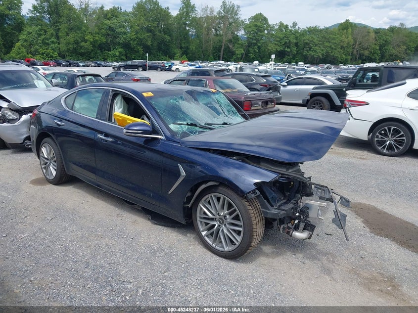 2021 Genesis G70 VIN KMTG64LA6MU075195 IAAI salvage auction — BIO HAZARD, Salvage Title, sold $200 on 2026-07-07 (photo 1)
