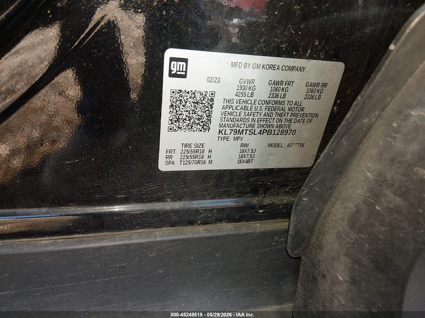 2023 Chevrolet Trailblazer VIN KL79MTSL4PB128970 IAAI salvage auction — RIGHT FRONT, Salvage Title, sold $5,150 on 2026-07-09 (photo 9)