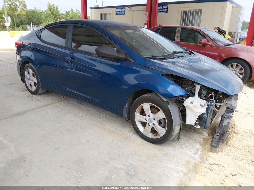 2013 Hyundai Elantra VIN KMHDH4AE6DU970747 IAAI salvage auction — FRONT END, Clear (Florida), sold $625 on 2026-07-14 (photo 1)