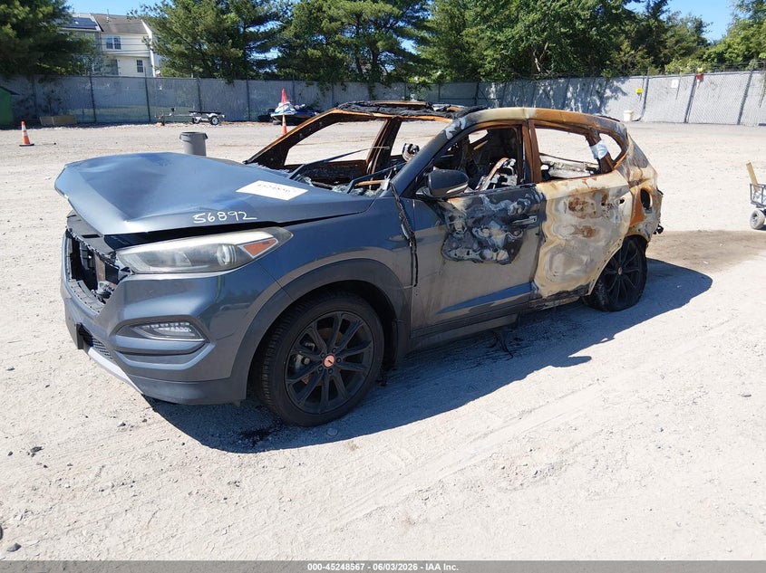 2017 Hyundai Tucson VIN KM8J33A22HU504630 IAAI salvage auction — EXTERIOR BURN, Salvage Title, sold $25 on 2026-07-21 (photo 2)