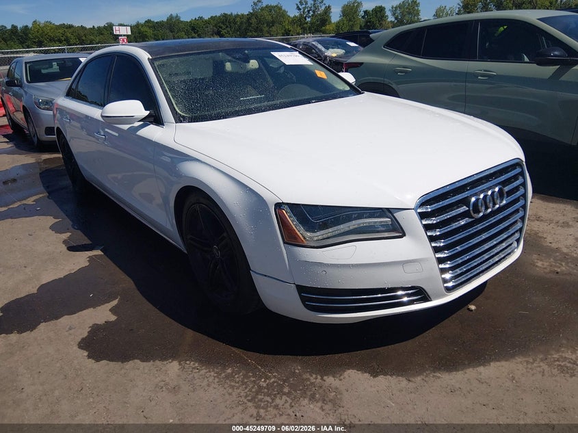 2013 Audi A8 VIN WAURGAFD7DN001154 IAAI salvage auction — LEFT REAR, Salvage Title, sold $1,550 on 2026-07-14 (photo 1)