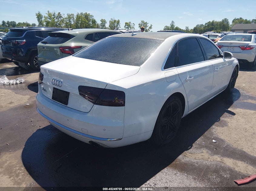 2013 Audi A8 VIN WAURGAFD7DN001154 IAAI salvage auction — LEFT REAR, Salvage Title, sold $1,550 on 2026-07-14 (photo 4)
