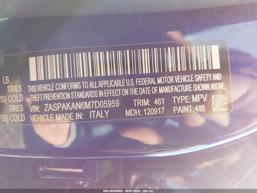 2021 Alfa romeo Stelvio VIN ZASPAKAN6M7D05959 IAAI salvage auction — LEFT FRONT, Wait Title, sold $7,300 on 2026-08-18 (photo 9)