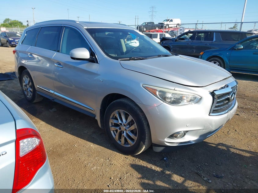 2014 Infiniti Qx60 VIN 5N1AL0MM1EC555582 IAAI salvage auction — FRONT END, Salvage Title, sold $250 on 2026-07-19 (photo 1)