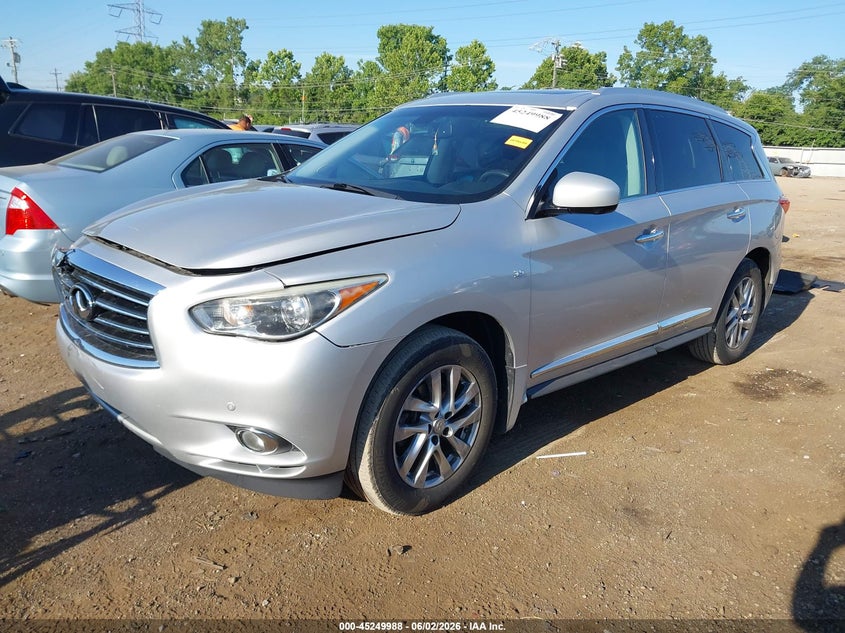 2014 Infiniti Qx60 VIN 5N1AL0MM1EC555582 IAAI salvage auction — FRONT END, Salvage Title, sold $250 on 2026-07-19 (photo 2)