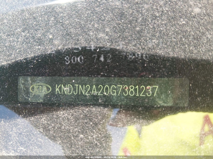 2016 Kia Soul VIN KNDJN2A20G7381237 IAAI salvage auction — NORMAL WEAR, Salvage Title, sold $800 on 2026-07-06 (photo 9)