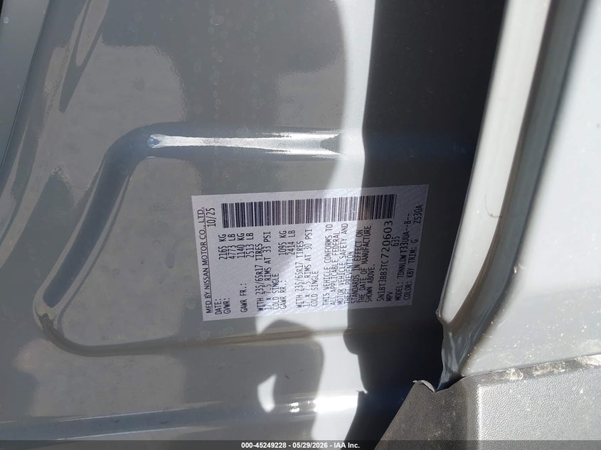 2026 Nissan Rogue VIN 5N1BT3BB3TC720603 IAAI salvage auction — FRONT END, Salvage (New Mexico), sold $8,550 on 2026-07-29 (photo 9)