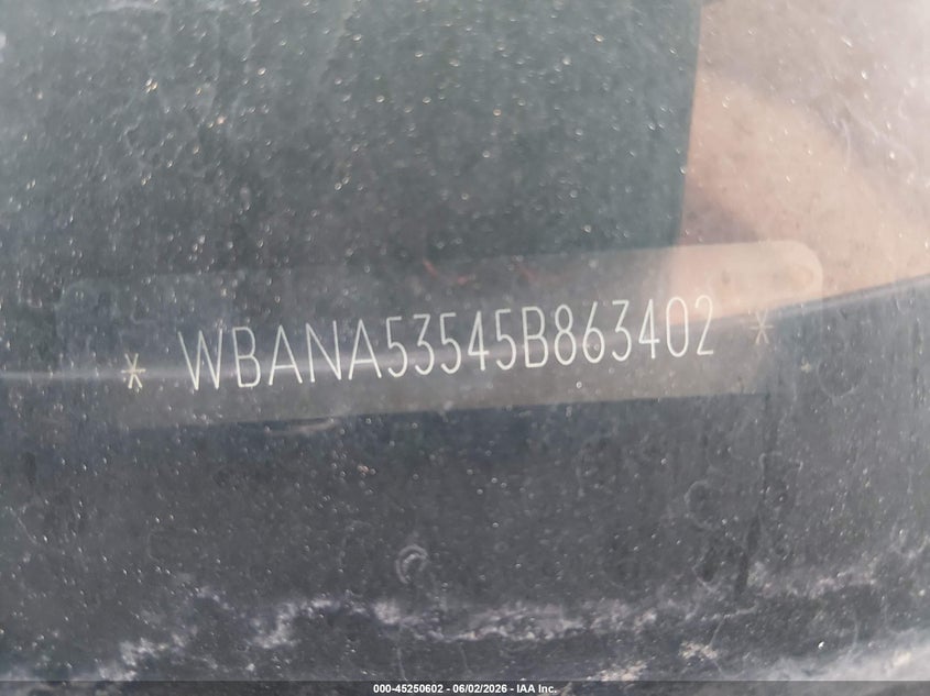 2005 BMW 5 series VIN WBANA53545B863402 IAAI salvage auction — FRONT & REAR, Clear (Mississippi), sold $175 on 2026-07-08 (photo 9)