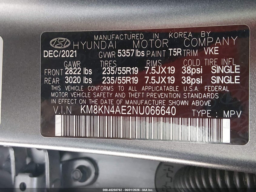 2022 Hyundai Ioniq 5 VIN KM8KN4AE2NU066640 IAAI salvage auction — LEFT SIDE, Salvage (Kentucky), sold $8,500 on 2026-07-22 (photo 9)