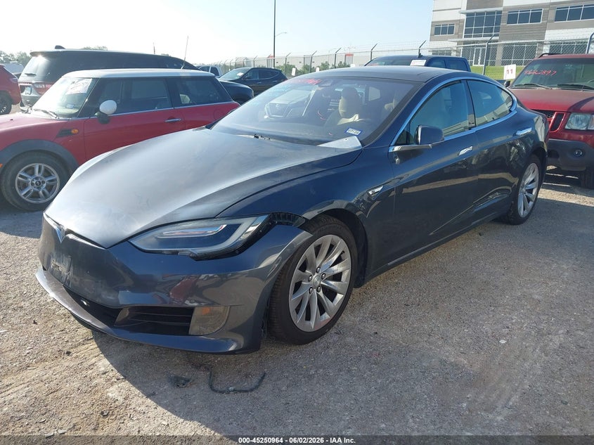 2016 Tesla Model s VIN 5YJSA1E19GF156076 IAAI salvage auction — FRONT & REAR, Original (Texas), sold $2,850 on 2026-07-16 (photo 2)