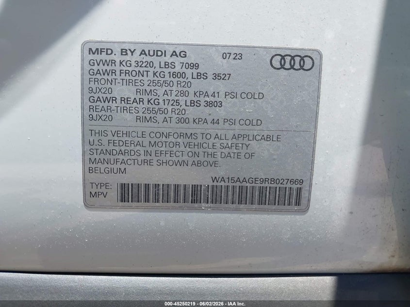 2024 Audi Q8 VIN WA15AAGE9RB027669 IAAI salvage auction — LEFT SIDE, Original (Texas), sold $11,600 on 2026-07-29 (photo 9)