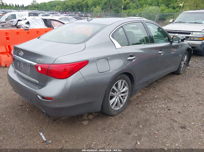 2015 Infiniti Q50 VIN JN1BV7AR7FM407480 IAAI salvage auction — FRONT END, Salvage Title, sold $850 on 2026-07-29 (photo 4)