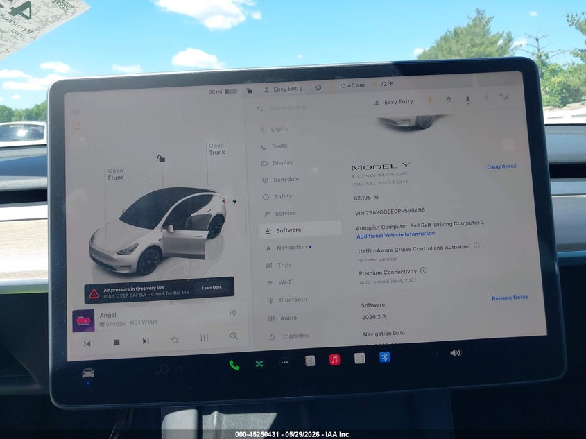 2023 Tesla Model y VIN 7SAYGDEE0PF598499 IAAI salvage auction — FRONT & REAR, Salvage Title, sold $8,100 on 2026-07-23 (photo 7)