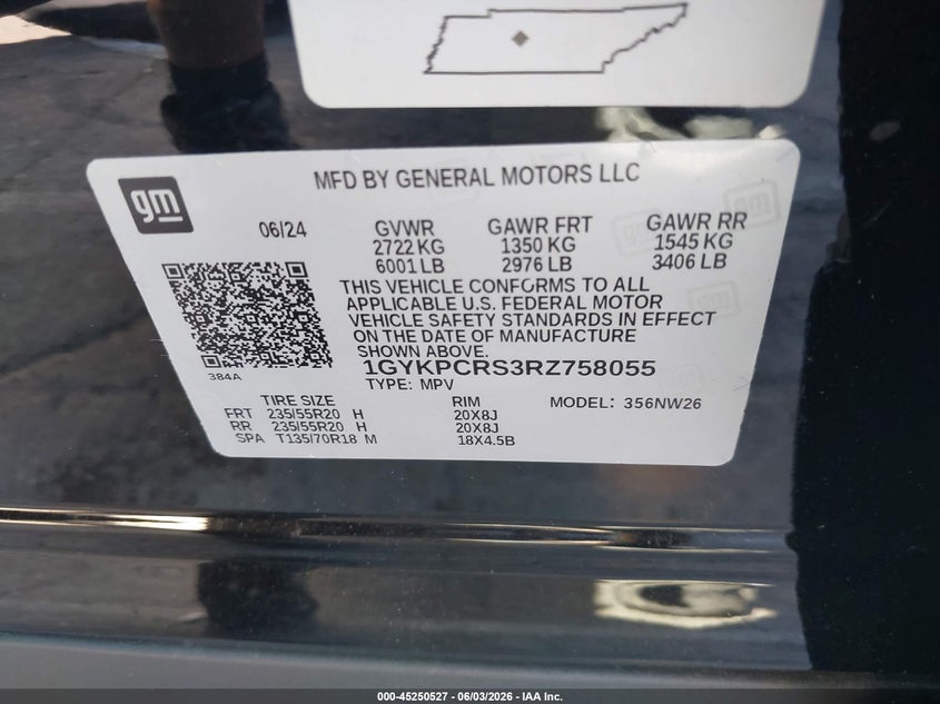 2024 Cadillac Xt6 VIN 1GYKPCRS3RZ758055 IAAI salvage auction — REAR END, Salvage Title, sold $14,400 on 2026-07-29 (photo 9)