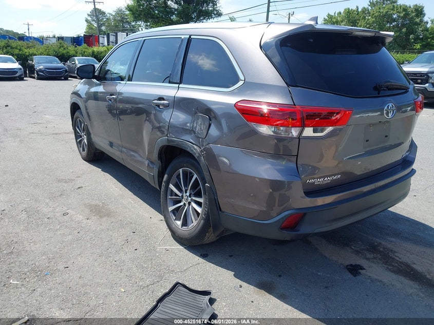 2019 Toyota Highlander VIN 5TDJZRFH7KS605418 IAAI salvage auction — LEFT REAR, Salvage Title, sold $13,625 on 2026-07-13 (photo 3)