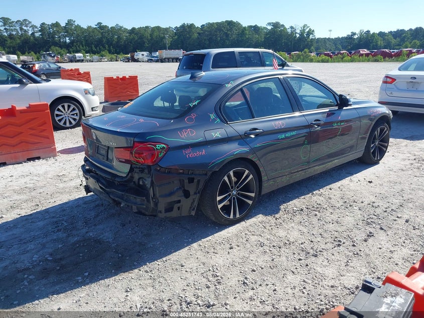 2018 BMW 3er VIN WBA8D9C52JEM33016 IAAI salvage auction — FRONT & REAR, Salvage Title, sold $3,750 on 2026-08-18 (photo 4)