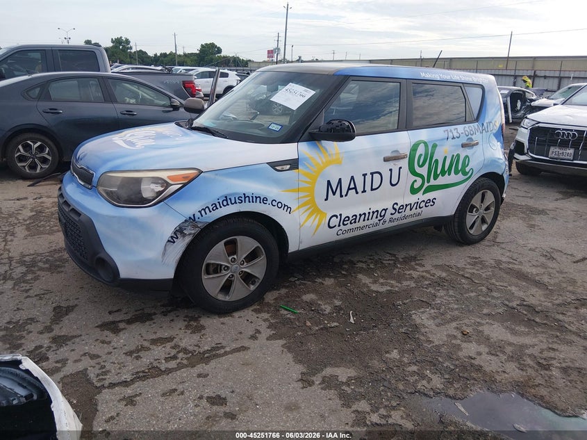 2014 Kia Soul VIN KNDJN2A28E7075755 IAAI salvage auction — ENGINE BURN, Original (Texas), sold $300 on 2026-07-15 (photo 2)