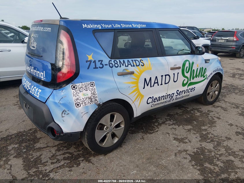 2014 Kia Soul VIN KNDJN2A28E7075755 IAAI salvage auction — ENGINE BURN, Original (Texas), sold $300 on 2026-07-15 (photo 4)