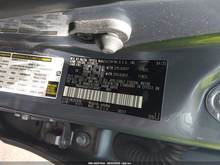 2025 Toyota Corolla cross VIN 7MUAAAAGXSV136967 IAAI salvage auction — FRONT END, Salvage Title, sold $6,800 on 2026-07-13 (photo 9)