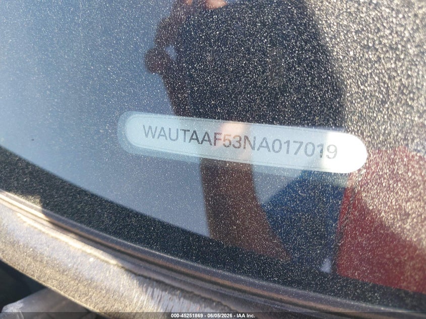 2022 Audi A5 VIN WAUTAAF53NA017019 IAAI salvage auction — FRONT END, Salvage Title, sold $8,725 on 2026-07-24 (photo 9)